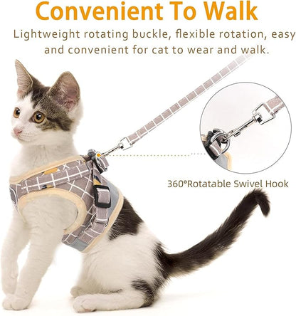 Khaki-Pattern, XS Cat & Dog Vest Harness - All-Weather Reflective Mesh Step-in Adjustable Harness for Walking