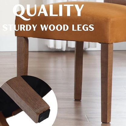 Velvet Dining Chairs Set of 6 Modern Dining Chair with Wood Legs, Upholstered Dining Chairs for Dining Room, Kitchen, Vanity, Living Room, Yellow Brown