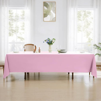 Rectangle Tablecloths 90x132 Inch 10 Pack Pink Tablecloth for 6ft Washable Decorative Polyester Table Cloths for 8ft Dining Table Banquets Buffet Parties and Wedding