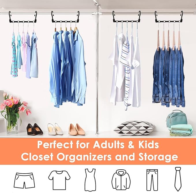 Closet Organizers and Storage, Sturdy Space Saving Hanger for Heavy Clothes, Upgraded Cascading Hangers, Magic Closet Organization Clothes Hangers, College Dorm Room Essentials for Girls, 8 Pack