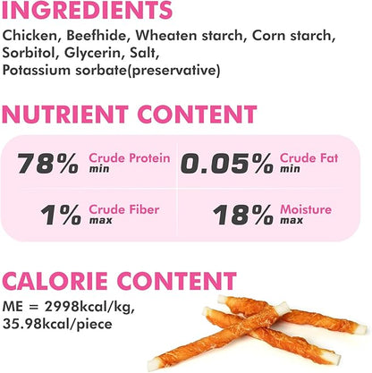 Dog Treats, 5 Inch Chicken Wrapped Rawhide Sticks for Dogs, Teeth Cleaning Dog Chew Snacks for Puppy and Small Dogs, 8.8oz