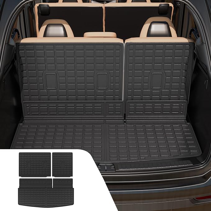 Cargo Liner Compatible with 2018-2024 Ford Expedition Lincoln Navigator 7&8 Seater (Not Fit Max or L) All Weather Back Seat Cover 2023 Expedition Accessories (Trunk Mat+3rd Row Backrest Mats)
