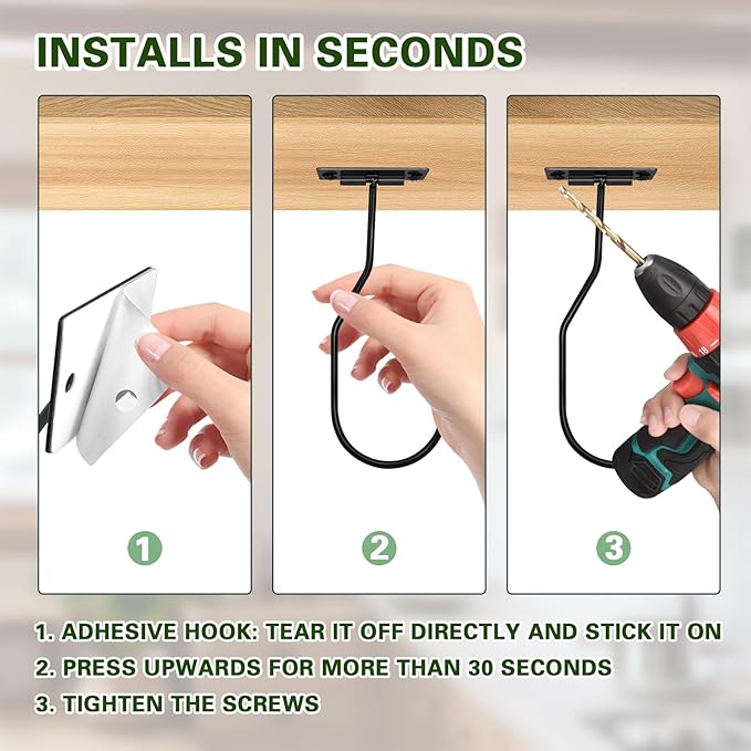 Banana Hanger Hook – Space Saving Banana Holder Hanger to Keep Bananas Fresh, Self Adhesive and Screw Banana Hook 1Pack Black
