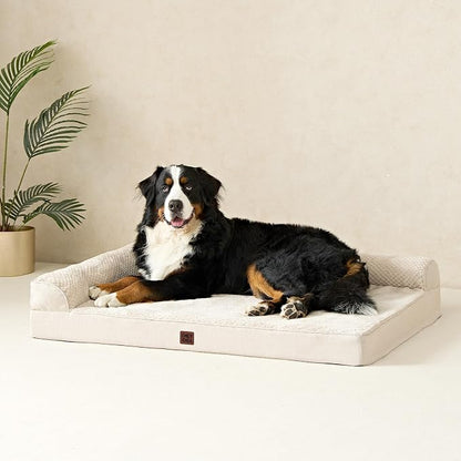 EHEYCIGA XXL Dog Bed Memory Foam, Orthopedic Giant Dog Bed Jumbo with Washable Removable Cover, Waterproof Pet Sofa Couch with Nonskid Bottom, 48x35x7.5, Beige | Washable Removable Cover, Waterproof Flat Pet Sofa Couch with Nonskid Bottom, 48x35x7.5