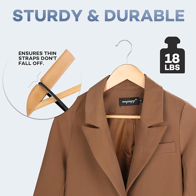Wooden Hangers 30 Pack, Heavy Duty Wood Hangers for Coats, Suits, Jackets, Closet & Pants Durable Premium Wood Hangers with 360-Degree Rotatable Hook and Notches, Natural
