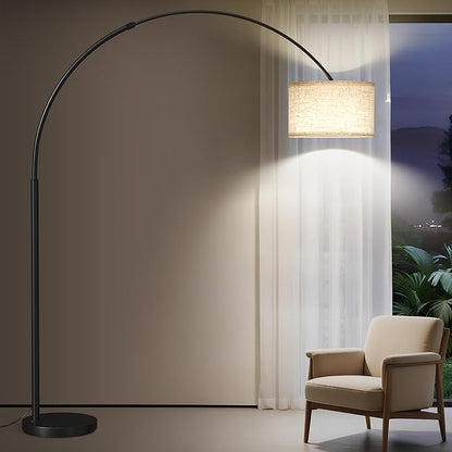 SUNMORY 82" Tall Arc Floor Lamps for Living Room, Large Floor lamp with Length Adjustable, Modern Curved Floor lamp, Corner Lamp for Dining Room, Office, Black