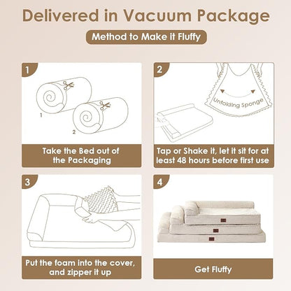 EHEYCIGA XXL Dog Bed Memory Foam, Orthopedic Giant Dog Bed Jumbo with Washable Removable Cover, Waterproof Pet Sofa Couch with Nonskid Bottom, 48x35x7.5, Beige | Washable Removable Cover, Waterproof Flat Pet Sofa Couch with Nonskid Bottom, 48x35x7.5