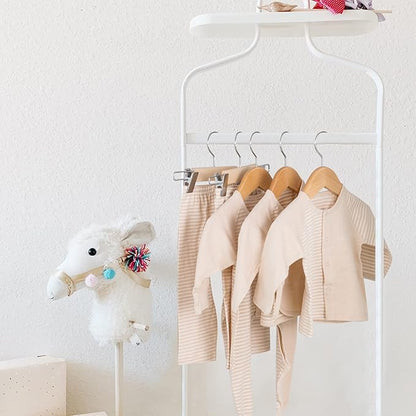 Nature Smile Kids Baby Children Toddler Wooden Shirt Coat Hangers with Notches and Anti-Rust Chrome Hook Pack of 20 (Natural)