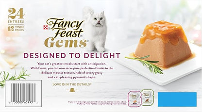 Fancy Feast Gems Pate Cat Food Mousse and a Halo of Savory Gravy Wet Cat Food Variety Pack - (Pack of 12) 4 oz. Boxes