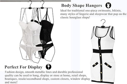 Black Full Body Shape with Chest Metal Wire Swimwear Swimsuit Hanger for Bikini Display Lingerie Hangers(10Pack，Black)