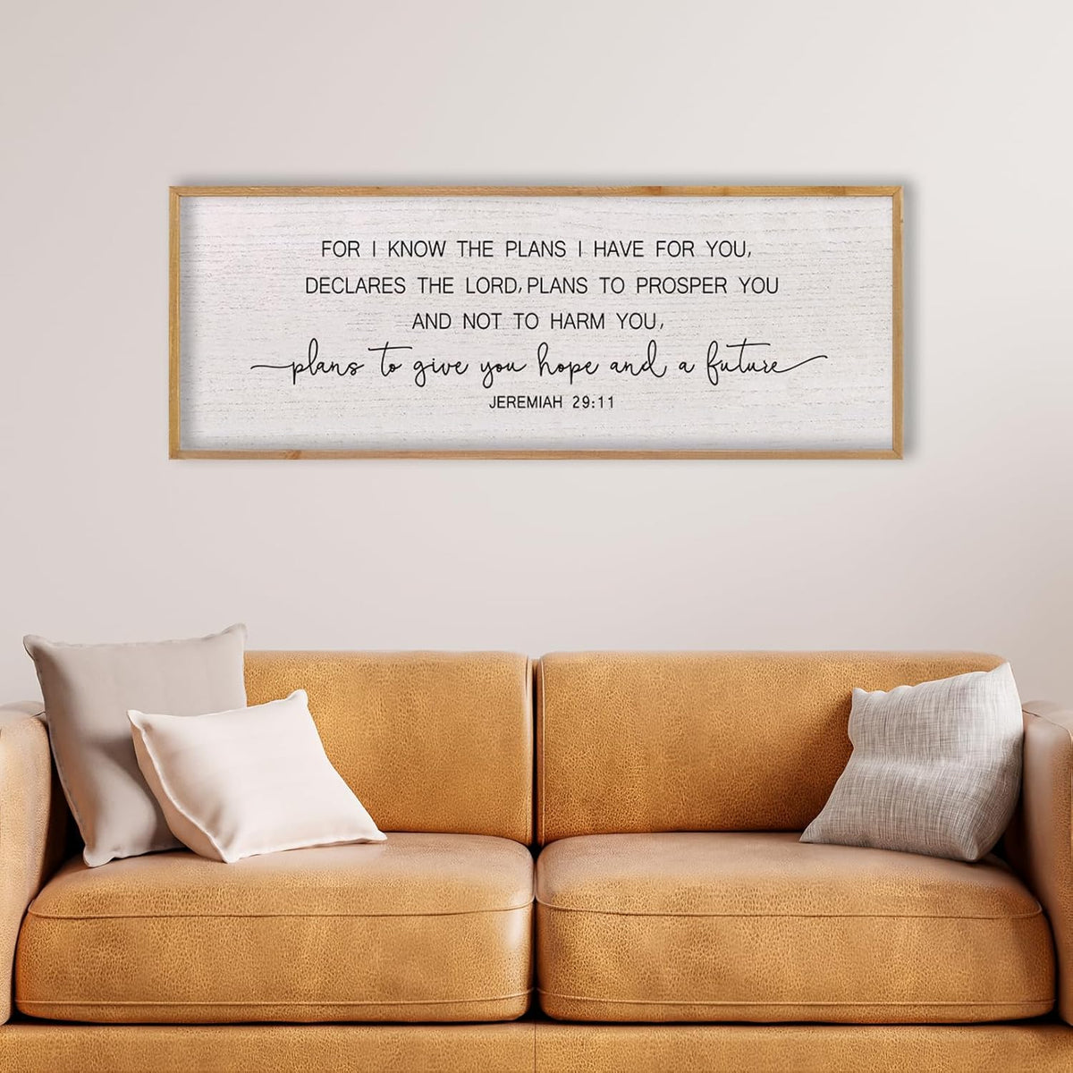 LuZhiQiang Bible Verse Jeremiah 29:11 Wall Art 40"x15" Large Scripture Christian Blessing Decor Plans To Give You Hope And A Future Sign (Wood)