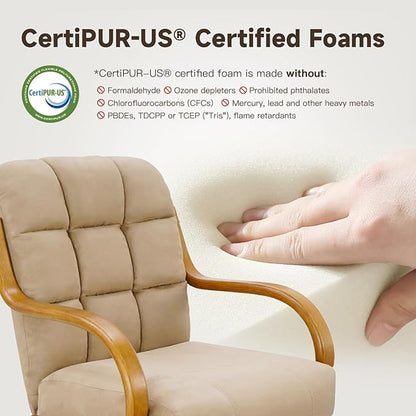 Chromcraft Douglas Set of 1 Casual Dining Chair Caster Swivel Tilt Fabric Dinning Chair Ultra Comfortable Sturdy Kitchen Chair with Rolling Wheels for Home Kitchen(Light Brown-Chestnut)