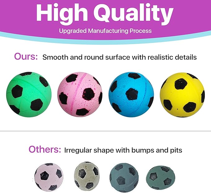 SPOT Sponge Soccer Ball Cat Toys - Interactive and Colorful Plush Toy, Fun for Cats and Kittens to Bat and Chase, Keep Cats Entertained - 1.5" Assorted 4- Pack