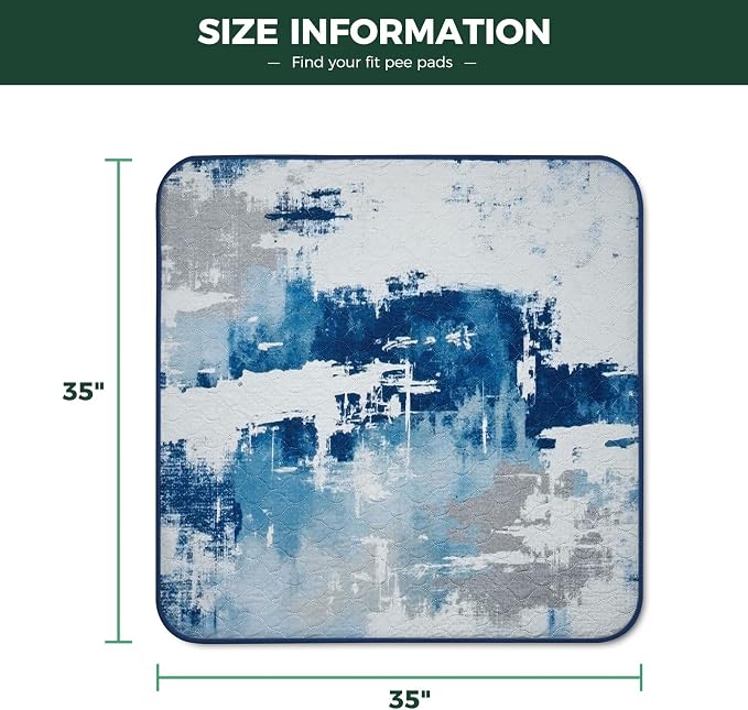 FXW Washable Pee Pads for Dogs, Puppy Pads with Super Absorbent, Specifically Designed for Potty Training, 35" Square, Tie-Dye Blue, 2 Packs