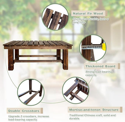Outdoor Garden Bench, 2-Person Wood Patio Bench Weatherproof Outdoor Backless Bench, Anti-Corrosion and Anti-Rust Garden Benches for Garden Lawn Porch Park Backyard (Natural,35.5''/90cm)