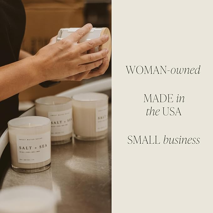 Sweet Water Decor Sandalwood Rose Candle - Rose, Cedar, Vanilla, Musk Scented Floral Candle for Spring - 11oz White Jar with Wood Lid, 50+ Hour Burn Time, Made in The USA