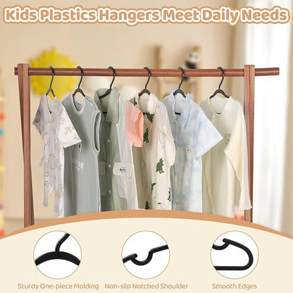 60 Pack Black Baby Hangers 12.91 Inch - Kids Clothes Hangers Non-Slip for Infant & Child, Durable Plastic Children's Hangers for Closet, Pants, Coats, Skirts