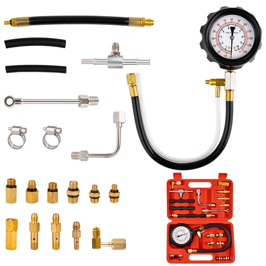 0-140PSI Fuel Pressure Tester Kit, Fuel Injector Injection Pump Pressure Gauge, Fuel Pump Pressure Tester Diagnostic Tool for Ga