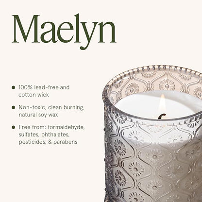 LA JOLIE MUSE Linen Cotton Oasis Scented Candle - Cotton, Jasmine & Warm Musk | 6 oz Natural Soy Wax | 40 Hours Clean Burn | Gift-Ready for Hosts, Gatherings | Elegant Home Décor