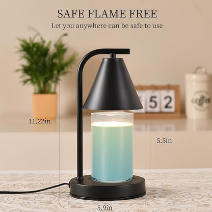 Candle Warmer Lamp, Electric Candle Lamp Warmer Gifts for Mom Women House Warming Gifts New Home Bedroom Decor Dimmable Wax Melt Warmer for Scented Wax with 2 Bulbs, Jar Candles (Black)
