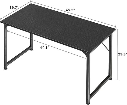 Huuger 48 Inch Office & Gaming Desk with Storage, Modern Simple Design, Large Legroom, Black Metal Frame