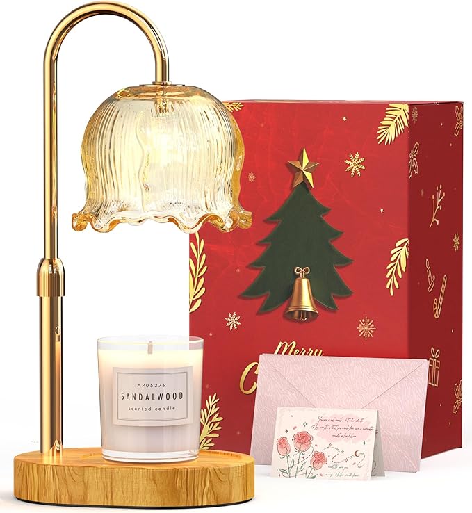 Candle Warmer Lamp with Timer Gifts for Mom, Adjustable Height Vintage Wax Warmer Lamp for Scented Candles Modern Farmhouse Decor, House Warming Gifts New Home Essentials