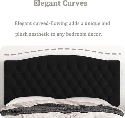 Queen Headboard Only, Upholstered Headboard for Adjustable Bed Linen Tufted Queen/Full Size Wall Mounted Head Board with Solid Wood Legs Head Board, Black