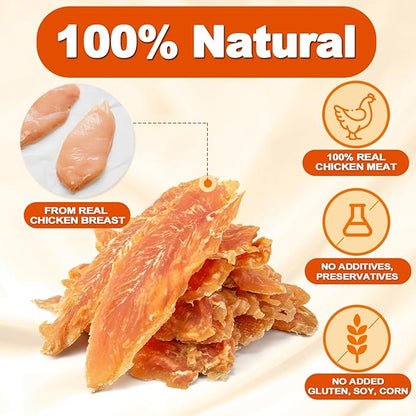 Amzey Chicken Jerky Dog Treats 24 OZ, 4 Resealable Bags, Real Chicken, Grain Free High Protein, Dental Health Support Dog Snacks, for Large & Small Dogs, Canine Chews