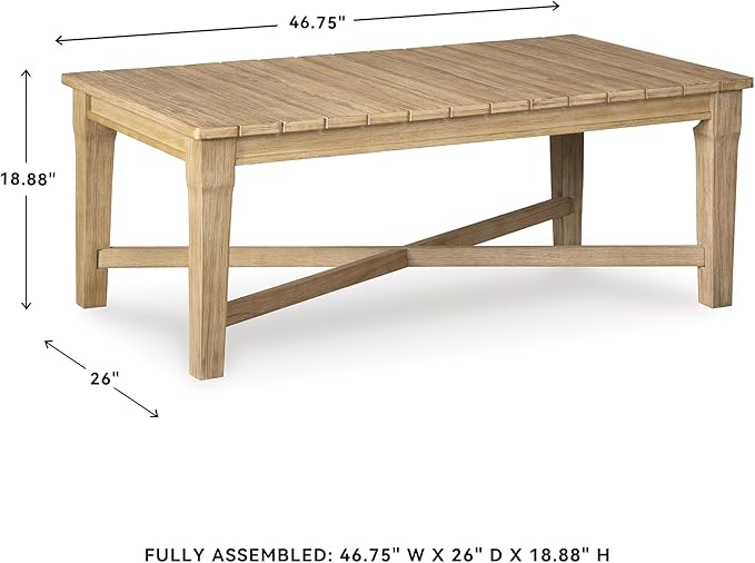 Signature Design by Ashley Outdoor Eucalyptus Carter Hall Patio Coffee Table, Beige