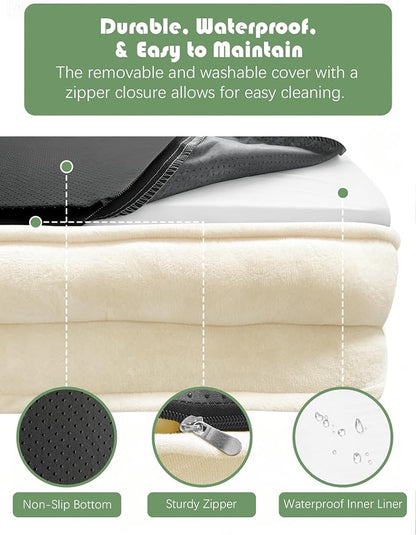 Spotted Play Orthopedic Dog Bed with Sides - Sofa Beds for Extra Large Dogs, Supportive Foam Pet Couch Bed with Washable Removable Cover, Waterproof Lining and Non-Slip Bottom, Ivory - XL