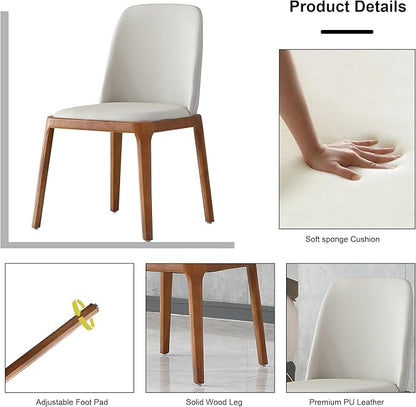 Dining Chairs Set of 2, Modern PU Leather Dining Wooden Legs for Living Kitchen Dining Room