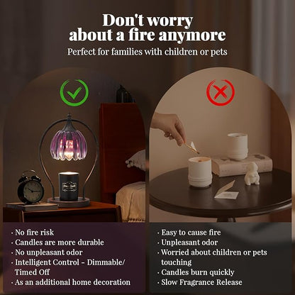 Candle Warmer Lamp, Dimmable Candle Warmer with Timer, Vintage Candles Wax Warmers for Jar Candles Birthday Gifts for Women, Christmas Gifts for Mom, Home Decor for Bedroom Living Room, Purple Black