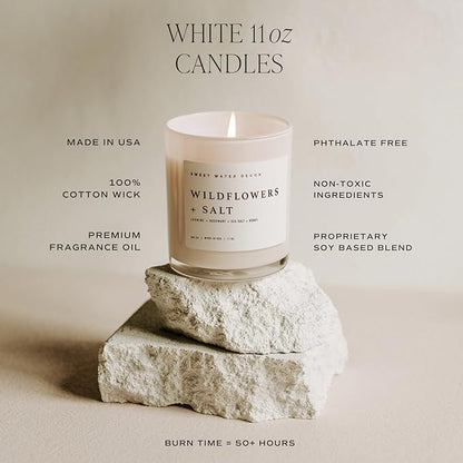 Sweet Water Decor Flower Shop Candle - Jasmine with Pink Peppercorn Scent -100% Cotton Wick Soy Blend Wax Candles with 50 Hour Burn Time - Poured in The USA - 11oz White Jar
