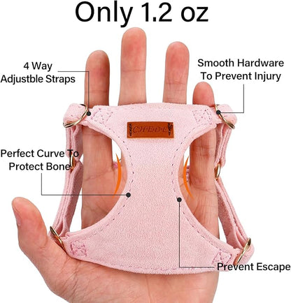 No Pull Dog Harness- Lightweight, Soft, Adjustable Small Harness Collar and Leash Set, Suitable for Cats Puppy Small and Medium-Sized Dog Outdoor Training and Running (Pink, XS)