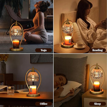 Candle Warmer Lamp with Timer Dimmable: Electric Candle Warmer Birthday Gifts for Women, Mothers Day Gifts for Mom, House Warming Gifts New Home Decor Wax Warmer for Jar Candles with 2 Bulbs