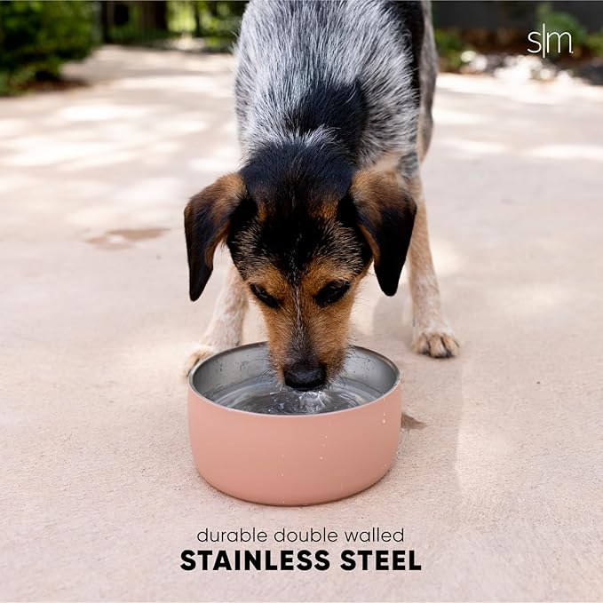 Simple Modern Stainless Steel Pet Water Bowl for Dogs & Cats | Reusable Insulated Stainless Steel Food Bowls for Dog Cat | No Tip No Slip BPA Free | Bentley Collection | Large (64oz) | Deep Ocean