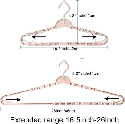 4 Pack Extra Large Hangers Big Clothes Hangers Enlarge Adjustable Shoulder 16.5"-26" Drying Hanger Sturdy for Wide Polos Tops Cardigans Quilt Bath Towel Big and Tall Shirts (Light Pink)
