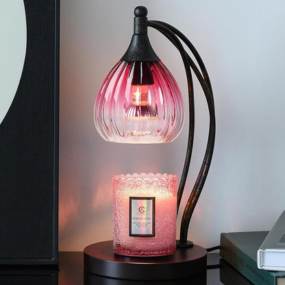 Candle Warmer Lamp with Timer -Dimmer Candle Warmer Light for Jar Candles -Electric Wax Melt Warmer Lamp, Birthday Gifts for Women Mom House Warming Gifts New Home Decor Ruby Red Gradient 2 Bulb