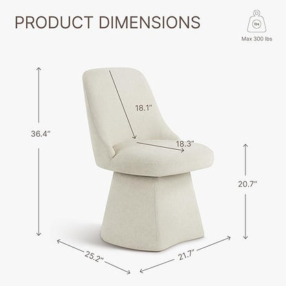Swivel Dining Chairs Set of 2, Upholstered Mid Century Modern Deskchair with High Back, Linen Fabric Kitchen Chairs for Dining Room, Bedroom, Dressing Room, Linen