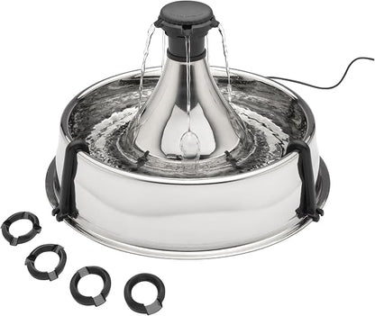 PetSafe Drinkwell Stainless Multi-Pet Fountain, red, 8 lb (PWW00-13705) | Customizable 1-5 Water Streams, Rust/Scratch-Resistant Stainless Steel, Carbon and Foam Filters Included