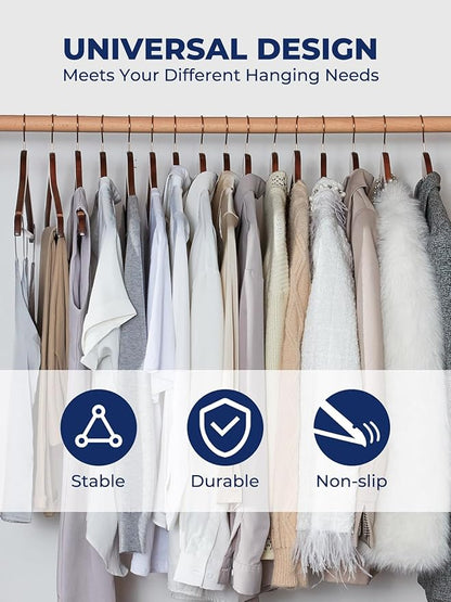 Smartor Wooden Hangers 20 Pack, Solid Wood Coat Hanger for Closet, Heavy Duty Wood Hangers for Suits, Shirts, Dresses, with 360° Rose Gold Hook, Non Slip Pant Bar, Walnut