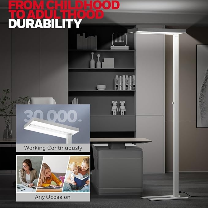 Honeywell 155W LED Floor Lamp - 02E MAX Sunturalux Eye-Care Tall Standing Light, 16000LM 4000K Natural Daylight Reading Lamp for Home Office Bedroom
