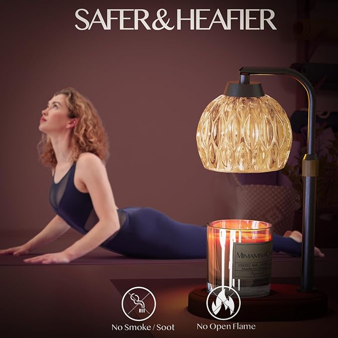 Candle Warmer, Candle Warmer Lamp with Timer/Dimmer,Wax Melt Warmer for Bedroom décor, Gift for Mom, Height Adjustable to Fit Large Yankee Candle Jars, 2X 50W Bulbs