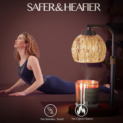Candle Warmer, Candle Warmer Lamp with Timer/Dimmer,Wax Melt Warmer for Bedroom décor, Gift for Mom, Height Adjustable to Fit Large Yankee Candle Jars, 2X 50W Bulbs