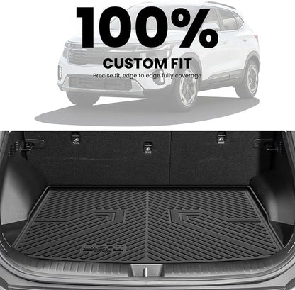 LASFIT Cargo Mat for Kia Seltos 2021-2026 (Only Fit with Cargo Floor in the Lower Position), All Weather TPE Custom Fit Car Trunk Mat Cargo Liners Accessories, Black