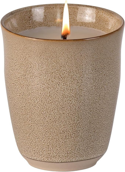 Scented Candle, 9oz Soy Candles, Red Rose Scented White Candles for Women & Men, Long-Lasting Aromatherapy Jar Candle Wax for Home, Bathroom, Non Toxic Candle Gift (Brown Ceramic Cup 19)