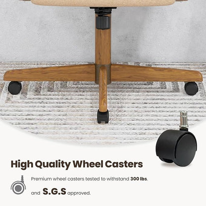 Chromcraft Douglas Set of 1 Casual Dining Chair Caster Swivel Tilt Fabric Dinning Chair Ultra Comfortable Sturdy Kitchen Chair with Rolling Wheels for Home Kitchen(Light Brown-Chestnut)