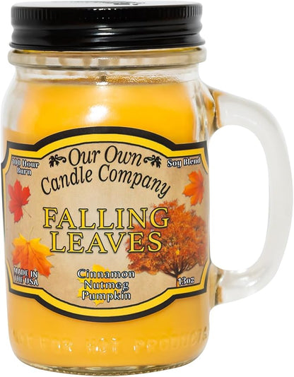 Our Own Candle Company, Falling Leaves Scented Mason Jar Candle, 100 Hour Burn Time, 13 Ounces