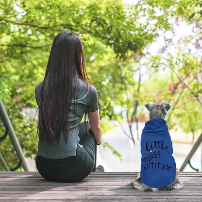 Cat Hoodies for Cats Puppy Pet Clothes Cat Apparel Little Miss Attitude Print Dog Hoodie for Small Medium Dogs Outfits for Kittens(Royal Blue,L)