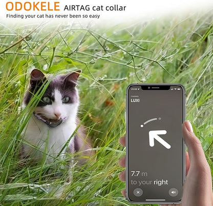 Airtag Cat Collar Breakaway, Odokele Reflective Cats Collars with Apple Air Tag Holder for Kitten, Cat GPS Tracker Adjustable Collars with Safety Quick Release Buckle for Kitties and Puppies - Black